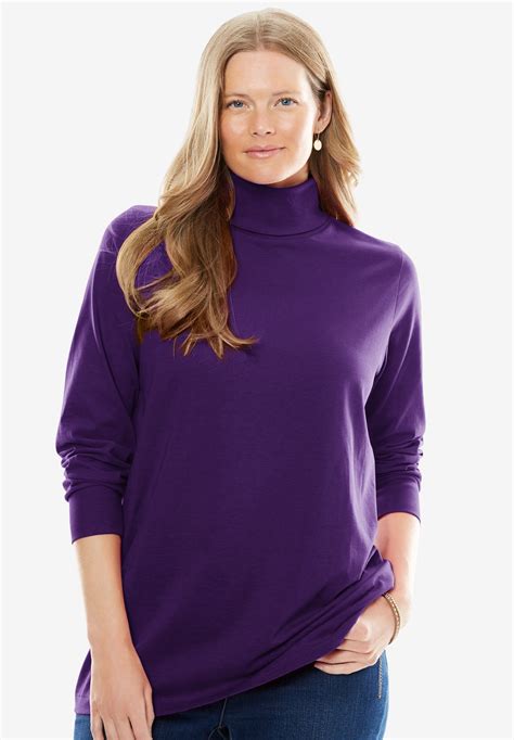 Perfect Long Sleeve Turtleneck Plus Size Turtlenecks Woman Within