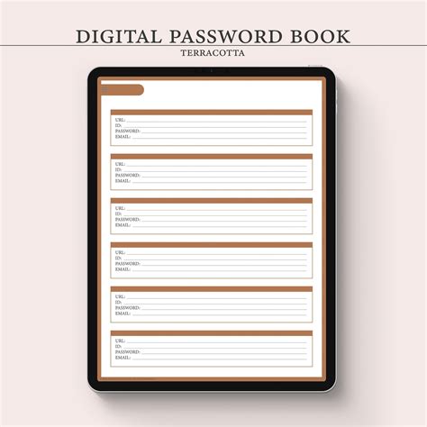 Hyperlinked Cozy Password Book Template With 8 Sections Vertical Layout ...