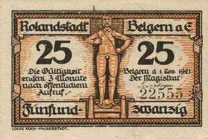 Banknote Pfennig German Notgeld Belgern A Elbe Grm