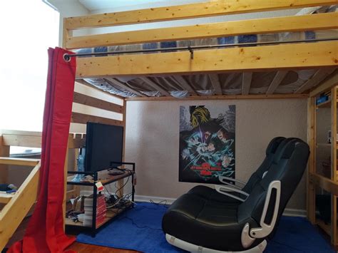 Camp Loft Bed With Video Gaming Boy Cave Ana White