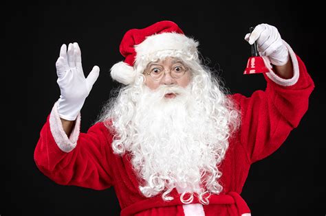 Fondos de Pantalla Año Nuevo Papá Noel Barba Gafas Campana Fondo negro