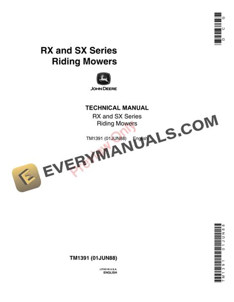 John Deere RX And SX Series Riding Mowers Technical Manual TM1391 01JUN88