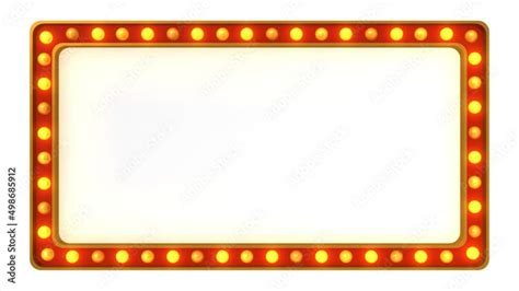 Red Marquee Light Board Sign Retro On White Background 3d Rendering