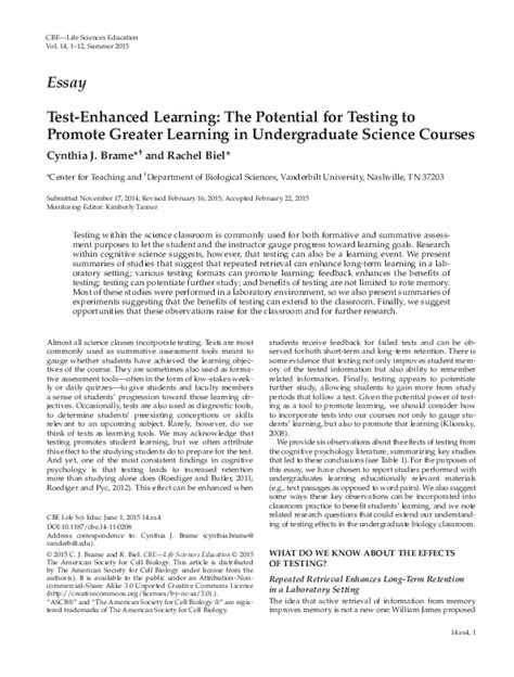 Pdf Test Enhanced Learning The Potential For Testing To Promote