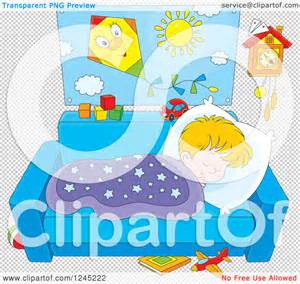 Clipart Of A Blond Boy Napping On A Couch Royalty Free Vector