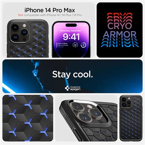 ซอ Spigen Cryo Armor เคส iPhone 14 Pro Max Matte Black กบ 425