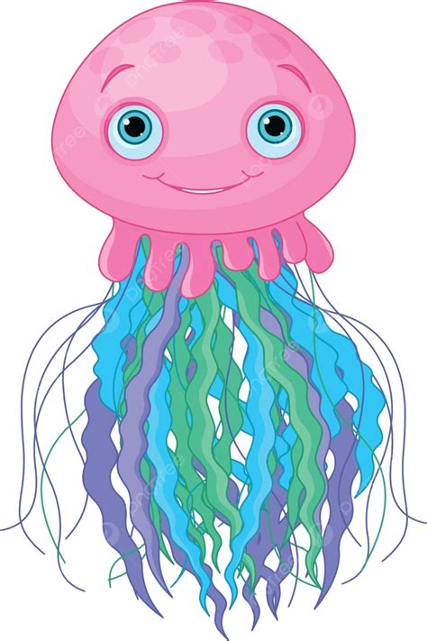 Cute Jellyfish Illustration Organism Clip Vector Illustration