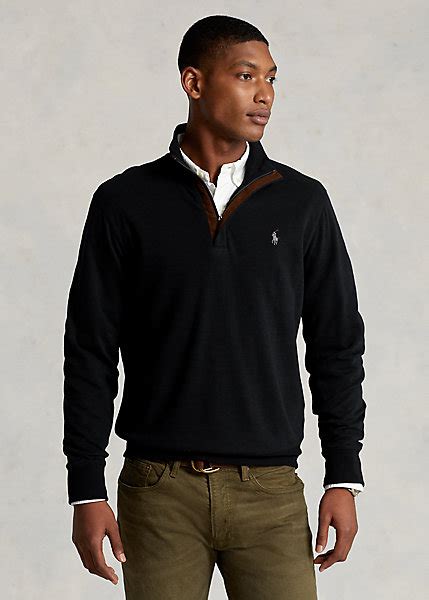 Polo Ralph Lauren Mens Luxury Jersey Quarter Zip Pullover Medium