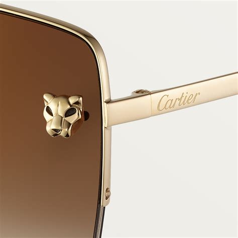 Cresw Panth Re De Cartier Sunglasses Smooth Golden Finish