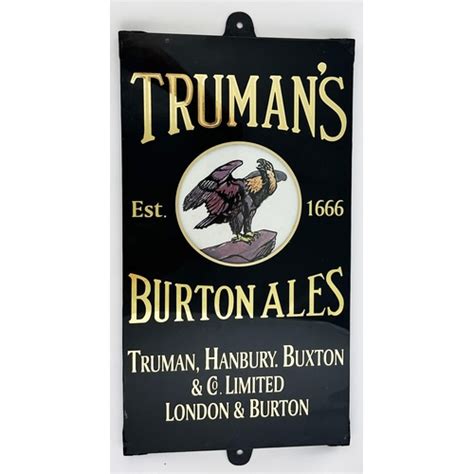 Trumans Burton Ales London And Burton Glass On Slate Pub Sign 20 X 11ins Spectacular Gold Letters On