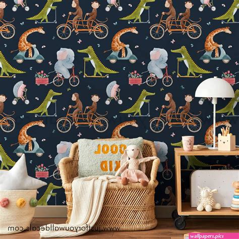 Whimsical Animal Wallpaper Nursery Removable Wallpaper | Wallpapers.Pics