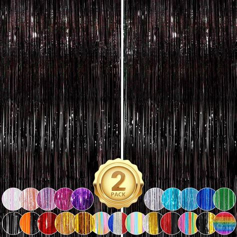 Amazon Black Fringe Curtain Party Streamers Pack X Ft Foil