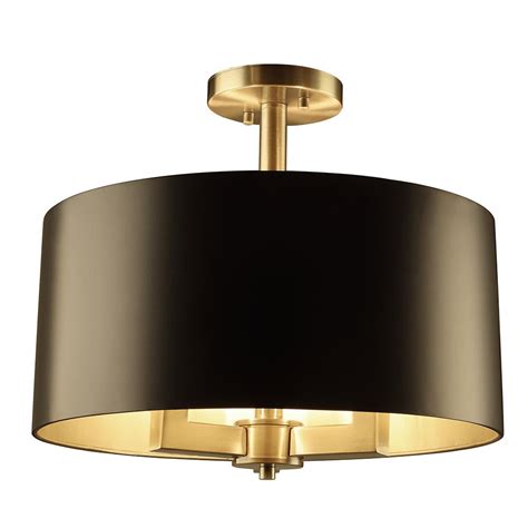 Dsi Hamilton Collection 3 Light Black And Gold Semi Flushmount 17860 The Home Depot