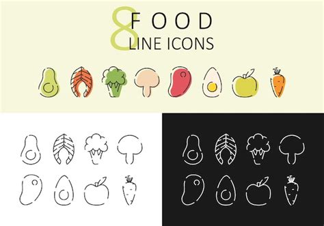 Premium Vector Set Of Linear Icons Of Healthy Food Modern Icons Of