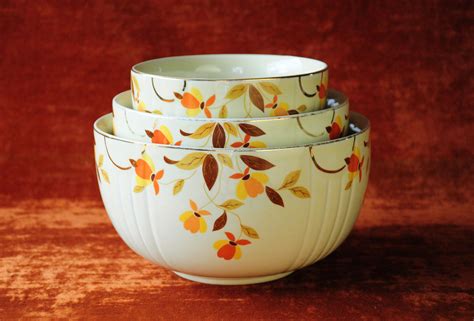 Halls Superior Jewel Tea Mixing Bowl Set Halls Autumn Leaf Etsy