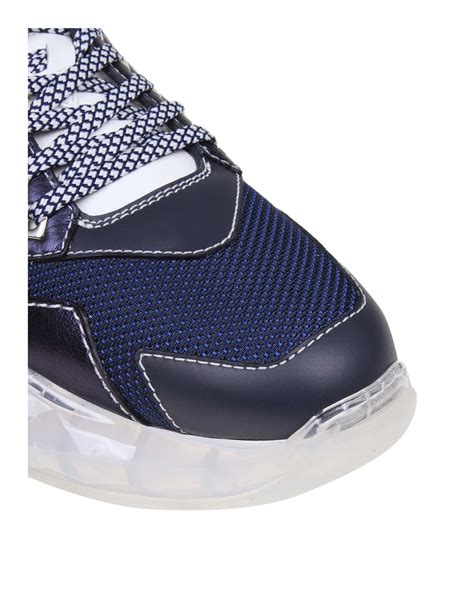 Jimmy Choo Jimmy Choo Diamond Sneakers In Fabric And Leather Color Blue