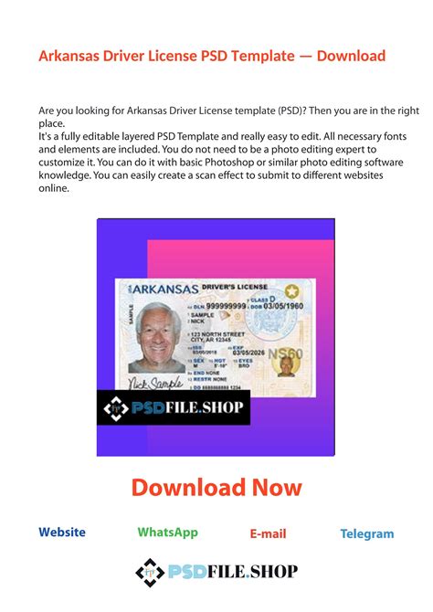 Arkansas Driver License Psd Template Download By Psdfile Shop Issuu