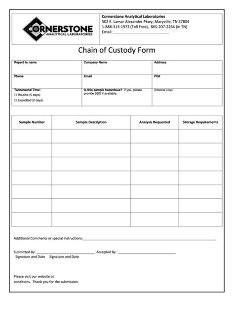 Free Printable Chain Of Custody Form