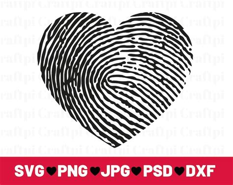 Heart Fingerprint Cutting File Heart Svg Files Heart Dxf Cut File