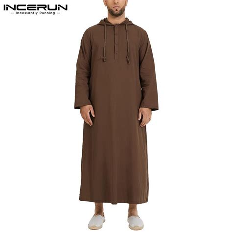 Kaufe INCERUN Frühling Mens Fashion Saudi arabischen Langarm Abaya