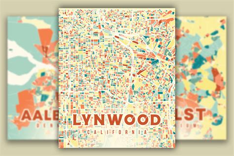 Lynwood California Colorful Map Graphic by Poster Boutique · Creative ...