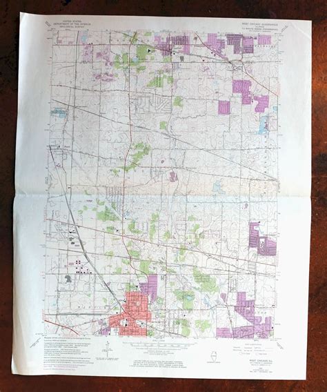 West Chicago Illinois Vintage USGS Topo Map 1972 Elgin Schaumburg ...