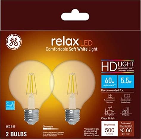 Ge Relax Led Light Bulbs Watt Soft White G Globe Bulbs Medium