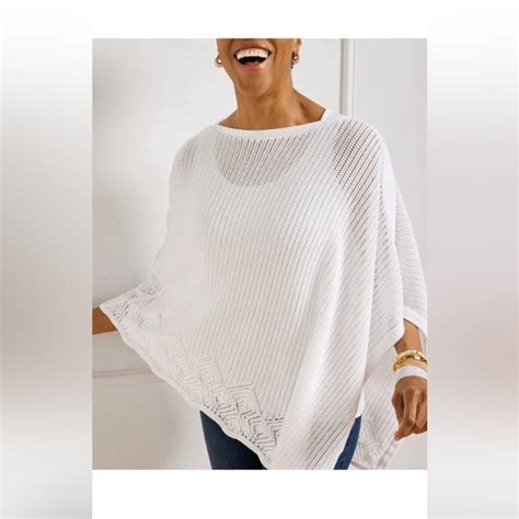 Talbots Sweaters Talbots White Asymmetrical Poncho Ml Nwt Poshmark