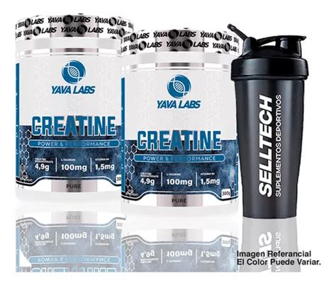 Pack Creatina Monohidratada 300gr Yava Labs X2 Shaker Cuotas Sin