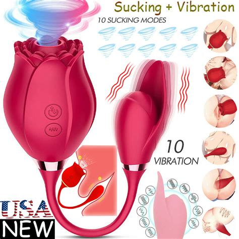 Rose Clit Licking Pump Sucking Vibrator G Spot Dildo Oral Sex Toys For