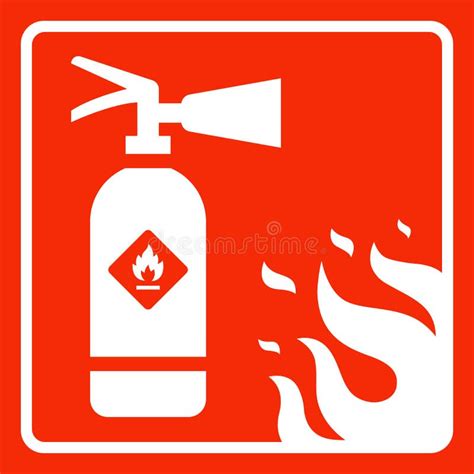 Informative Red Sticker Fire Extinguisher And Flame Stock Vector Illustration Of Notice