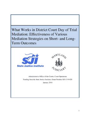 Fillable Online Courts State Md What Works In District Court Day Of