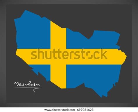 Vasterbotten Map Sweden Swedish National Flag Stock Vector Royalty