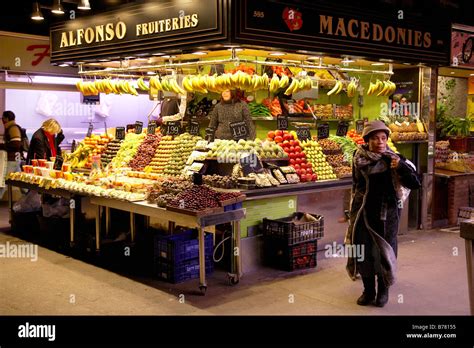 Indoor Market Just Off La Rambla High Street In Barcelona Stock Photo