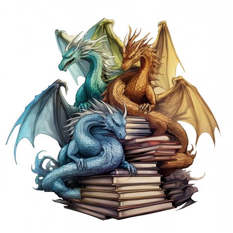 book dragon character illustration