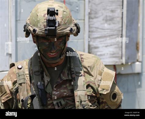 A captain with the 37th Infantry Brigade Combat Team exits a debriefing ...