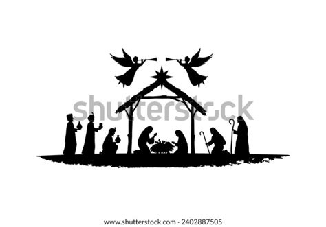 Illustration Christmas Nativity Scene Three Wise Stock Vector Royalty Free 2402887505