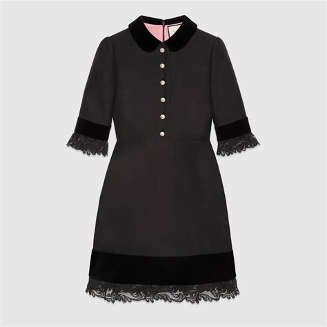 Wool Silk Dress With Lace Detail Gucci Lace Panel Dress Silk Dress