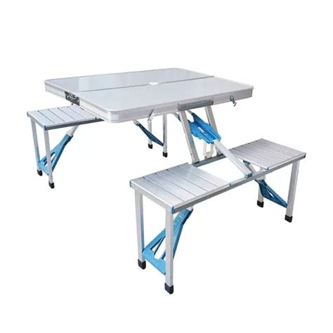 Mesa De Camping Plegable Con Bancos De Aluminio Maletin Cuotas Al