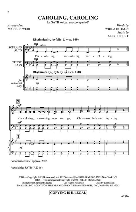 Caroling Caroling Sheet Music by Michele Weir (SKU: 35002929) - Stanton ...