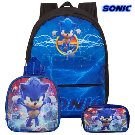 Mochila Escolar Menino Lancheira Infantil Sonic Filme Na Americanas