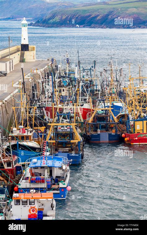 Fishing boats in the harbour at Peel, Isle of Man Stock Photo - Alamy