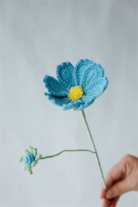 Blue Gesang And Freesia Bouquet Kit With Pdf Pattern Crochet Flowers