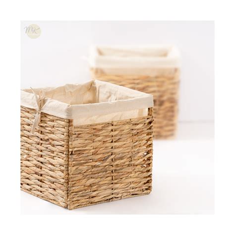 Woven Cube Storage Bins Handmade Water Hyacinth Foldable Storage Wicker