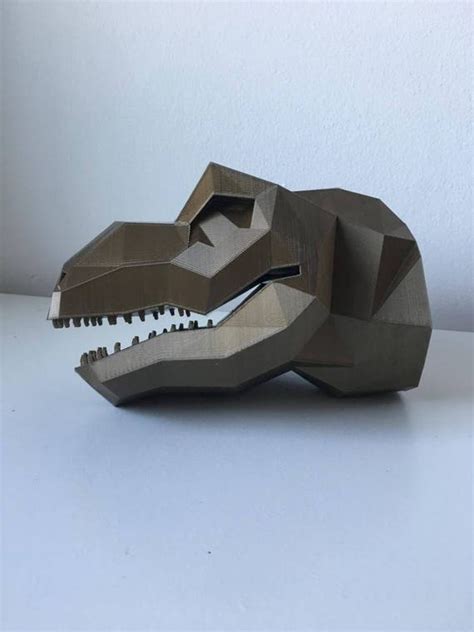 Geometric T Rex Head Dinosaur Wall Art Modern 3D Printed Etsy