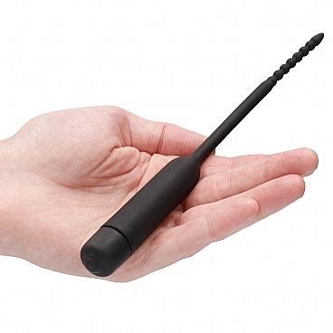 Shots Silicone Vibrating Bullet Urethral Plug With Beaded Tip Black Sex Toy HotMovies