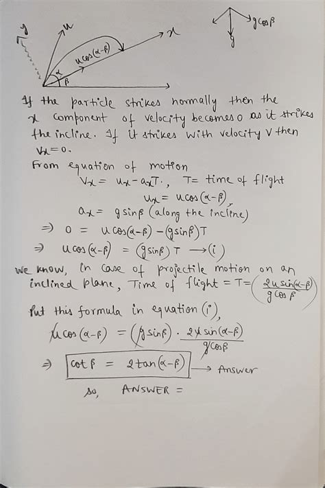 A Particle Is Projected At An Angle Alpha With The Horizontal From Foot