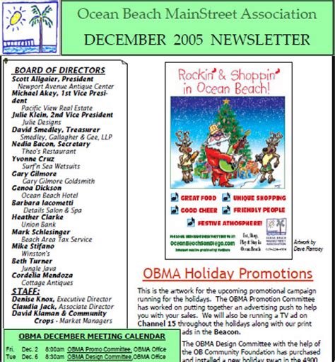 December 2005 Ocean Beach San Diego Ca Newsletter