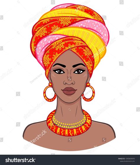 African Beauty Animation Portrait Young Black Stock Vector Royalty Free 1045839976 African