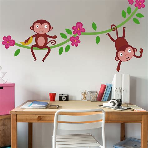 Jungle Monkeys Wall Stickers Jungle Wall Stickers Safari Wall Decals